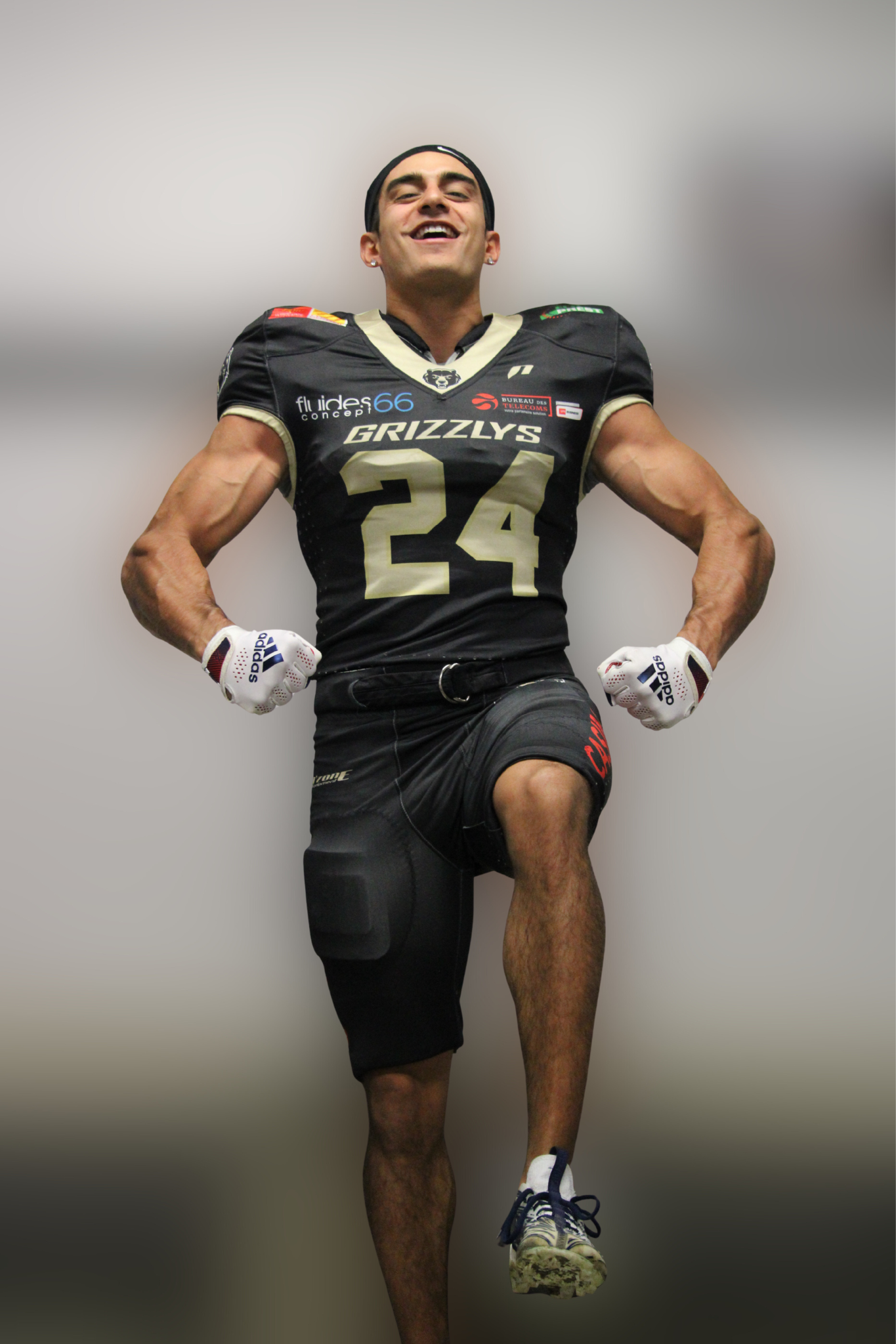 Jason Diaz Jr. Flexing in Professional Overseas Football Uniform for the Catalans Grizzlies in Southern France